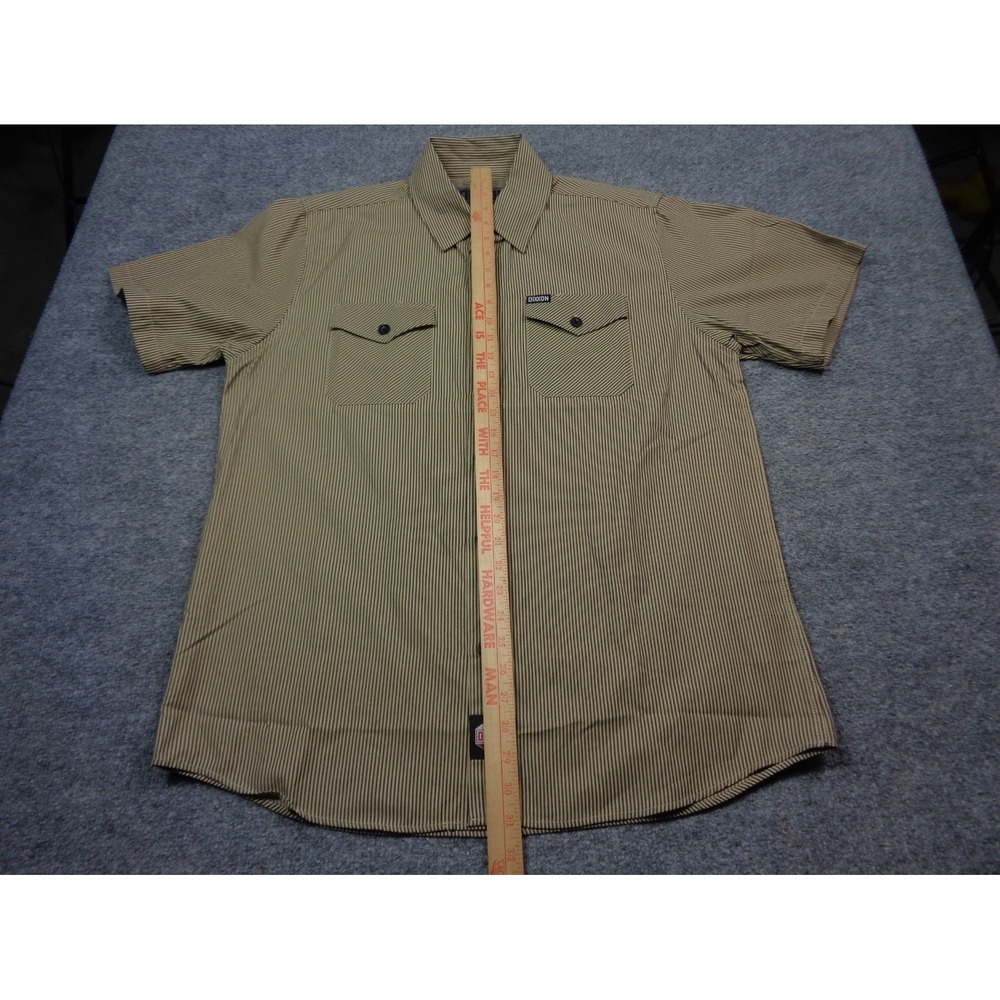 Dixxon Workforce Mechanic Mens L Button Up Tan Striped Short Sleeve Shirt - Picture 11 of 11